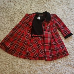 Bonnie Jean red plaid dress with matching coat